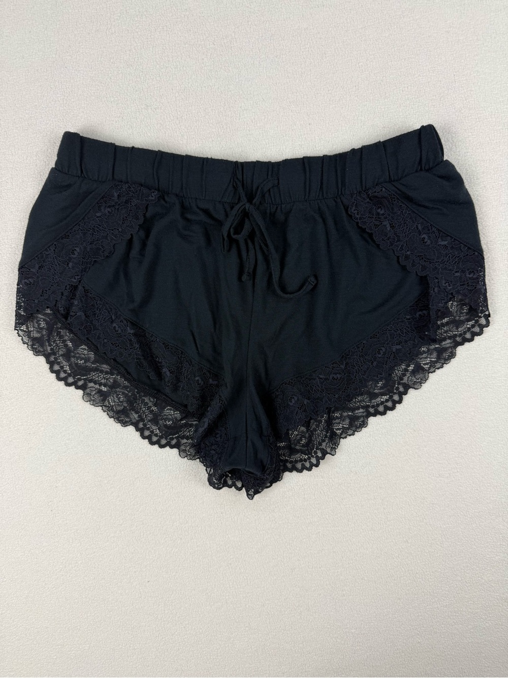 La Senza Black Lace Trim Lounge Shorts Sleepwear Pajama Shorts Soft Feminine Y2K